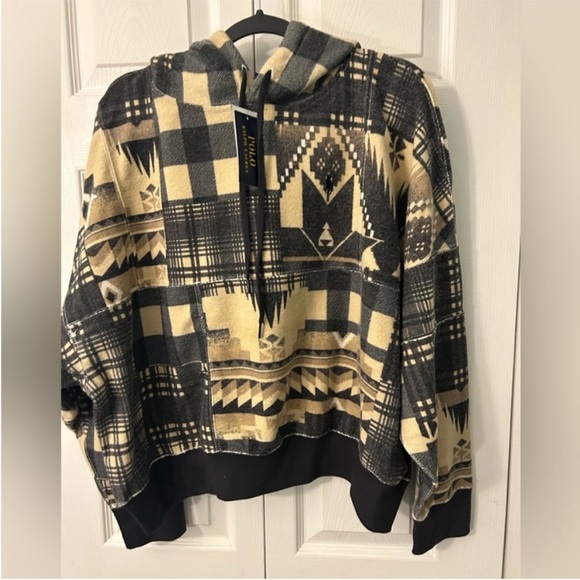 Polo Ralph Lauren Large Hoodie Patchwork Geometric Aztec Multi NWT - Picture 2 of 8